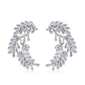 Simulated Diamond Leaf Earrings in Silvertone - Sticky add to cart bar