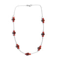 Red Jasper and Red Agate Necklace 18 Inches in Sterling Silver 35.30 ctw - Sticky add to cart bar