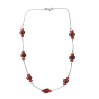 Red Jasper and Red Agate Necklace 18 Inches in Sterling Silver 35.30 ctw