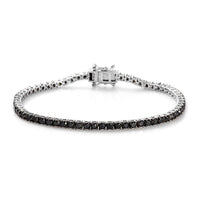 Premium Black Diamond Tennis Bracelet in Platinum Over Sterling Silver (7.25 In) 5.00 ctw
