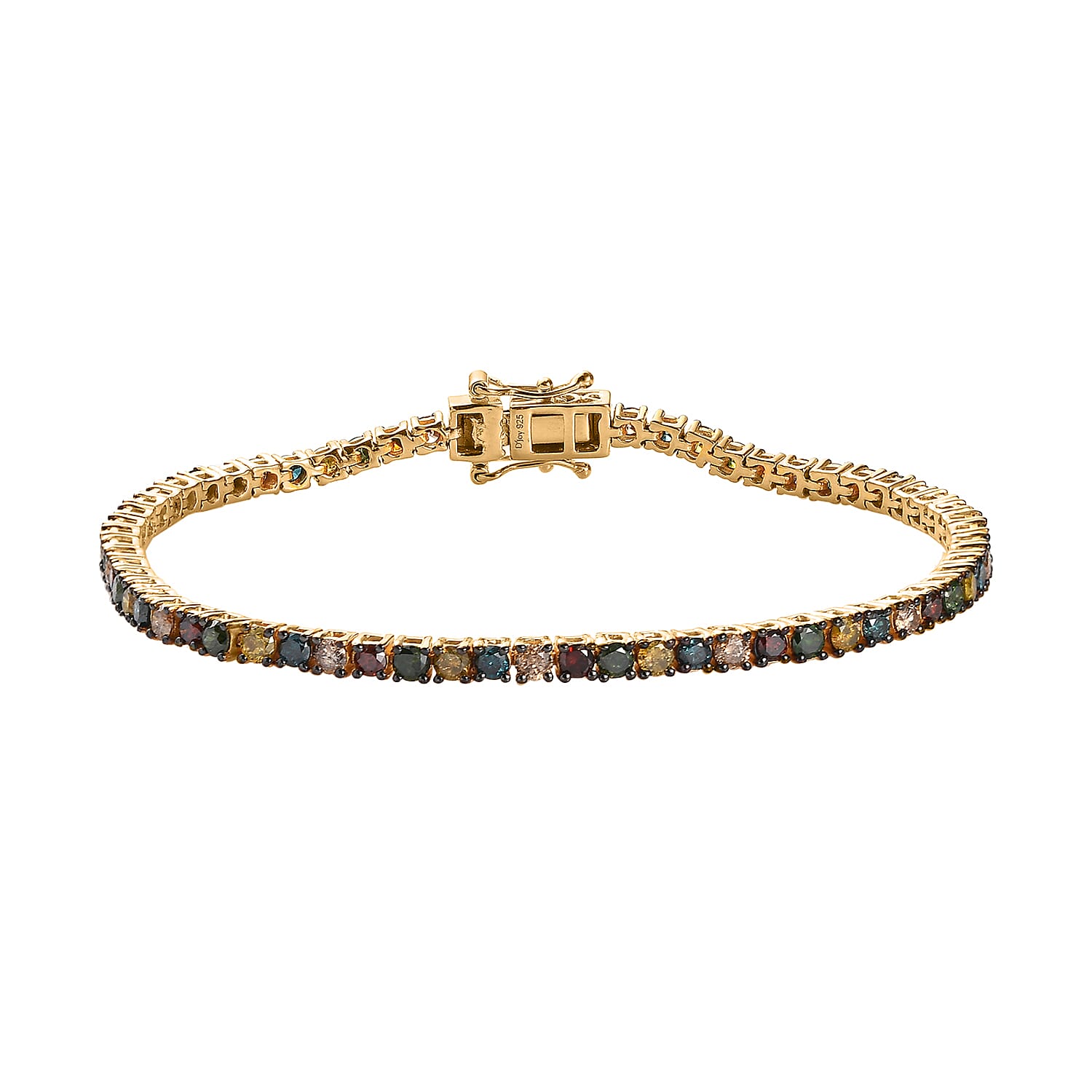 Multi Diamond Tennis Bracelet in Vermeil Yellow Gold Over Sterling Silver (7.25 In) 5.00 ctw