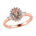 Premium Marropino Morganite and Natural White Zircon Sunburst Ring in Vermeil Rose Gold Over Sterling Silver (Size 10.0) 1.10 ctw - Sticky add to cart bar