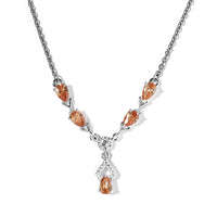 Simulated Champagne Diamond Necklace 18 Inches in Sterling Silver 2.85 ctw