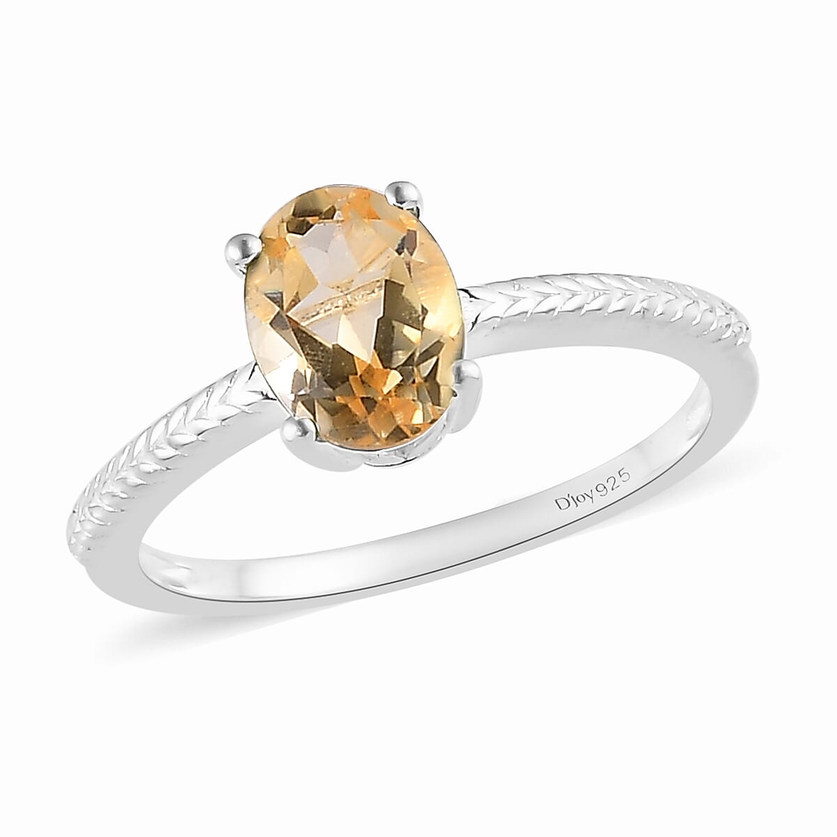 Brazilian Citrine Solitaire Ring in Sterling Silver (Delivery in 7-10 Business Days) 1.15 ctw