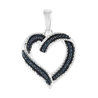 Blue Diamond Accent Heart Pendant in Sterling Silver