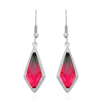 Fusion Multi Color Glass and Simulated Diamond Kite Earrings in Silvertone