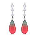 Fusion Multi Color Glass and Simulated Diamond Dangle Earrings in Silvertone - Sticky add to cart bar