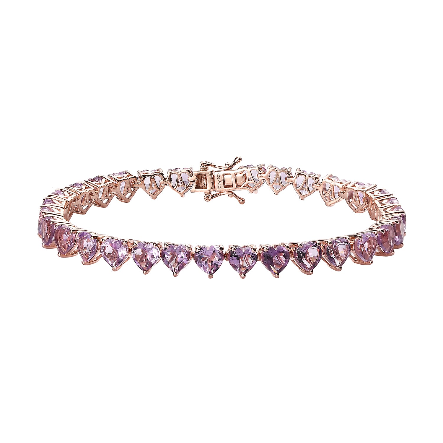 Rose De France Amethyst Heart Tennis Bracelet in Vermeil Rose Gold Over Sterling Silver (8.00 In) 23.50 ctw