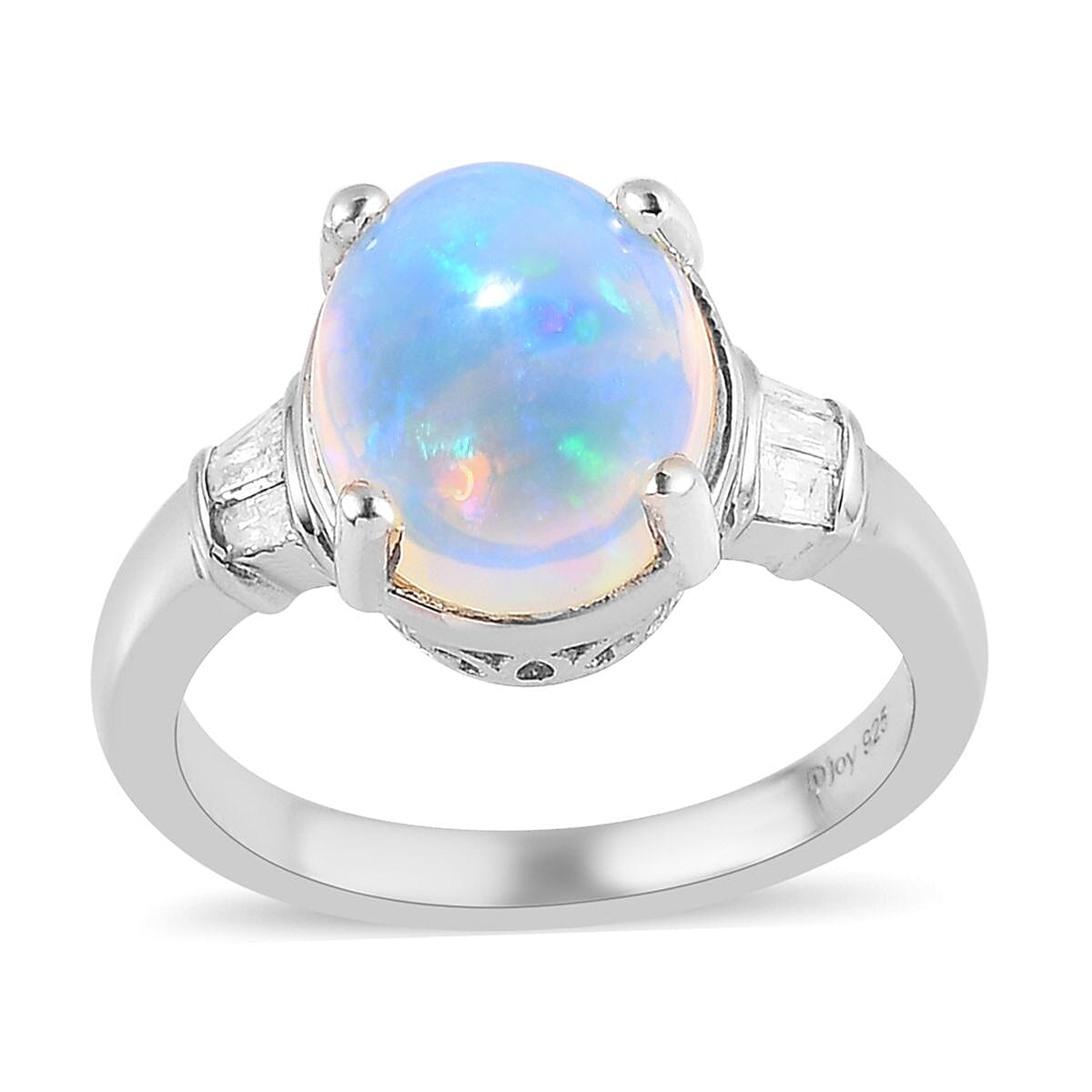 Premium Ethiopian Welo Opal and Diamond Ring in Platinum Over Sterling Silver 2.25 ctw