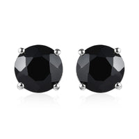 Thai Black Spinel 6.60 ctw Solitaire Stud Earrings in Sterling Silver