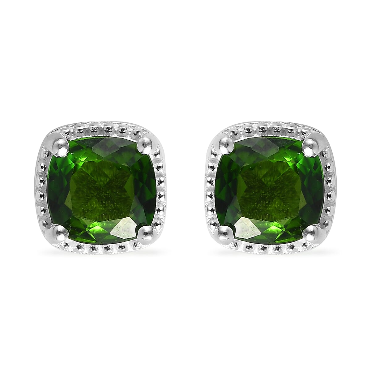 Chrome Diopside 1.20 ctw Stud Earrings in Sterling Silver