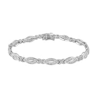 Diamond Gi1 2.00 ctw Marquise and X link Alternating Bracelet in 10K White Gold (8.65 g) (8.00 In)
