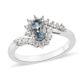 Santa Maria Aquamarine, Natural White Zircon Ring in Platinum Over Sterling Silver (Size 10.0) 0.75 ctw - Sticky add to cart bar