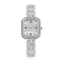 Strada Austrian Crystal Japanese Movement Watch with Silvertone Strap (31.75mm-27.94mm) (7.00-8.5 Inches)