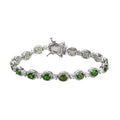 Natural Chrome Diopside and Natural White Zircon Link Bracelet in Platinum Over Sterling Silver (6.50 In) 11.85 Grams 7.75 ctw - Sticky add to cart bar