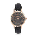Strada Japanese Movement Watch in Rosetone with Black Faux Leather Strap (35.05mm) (6.25-8 In) - Sticky add to cart bar