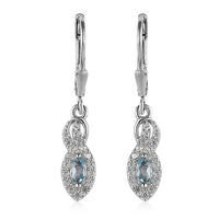 Santa Maria Aquamarine and White Zircon Earrings in Platinum Over Sterling Silver 0.60 ctw