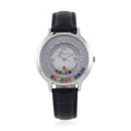 Genoa Simulated Multi Color Diamond Miyota Japanese Movement Watch with White Genuine Leather Strap (36mm) (6.0-8.0 Inches) 0.30 ctw - Sticky add to cart bar