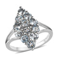 Premium Mangoro Aquamarine Elongated Ring in Platinum Over Sterling Silver (Size 6.0) 1.25 ctw - Sticky add to cart bar