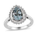 Premium Mangoro Aquamarine, Diamond (0.25 cts) Halo Ring in Platinum Over Sterling Silver (Size 6.0) 2.00 ctw - Sticky add to cart bar