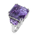 Lusaka Amethyst 3 Stone Ring in Platinum Over Sterling Silver 22.00 ctw - Sticky add to cart bar