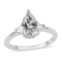 Premium Espirito Santo Aquamarine and Diamond Accent Ring in Platinum Over Sterling Silver 1.00 ctw