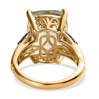 AAA Montezuma Prasiolite and Brown Zircon Ring in Vermeil Yellow Gold Over Sterling Silver 10.75 ctw (Delivery in 3-5 Business Days)