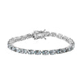 Premium Mangoro Aquamarine Tennis Bracelet in Platinum Over Sterling Silver (7.25 In) 12.00 ctw - Sticky add to cart bar