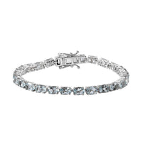 Premium Mangoro Aquamarine Tennis Bracelet in Platinum Over Sterling Silver (7.25 In) 12.00 ctw