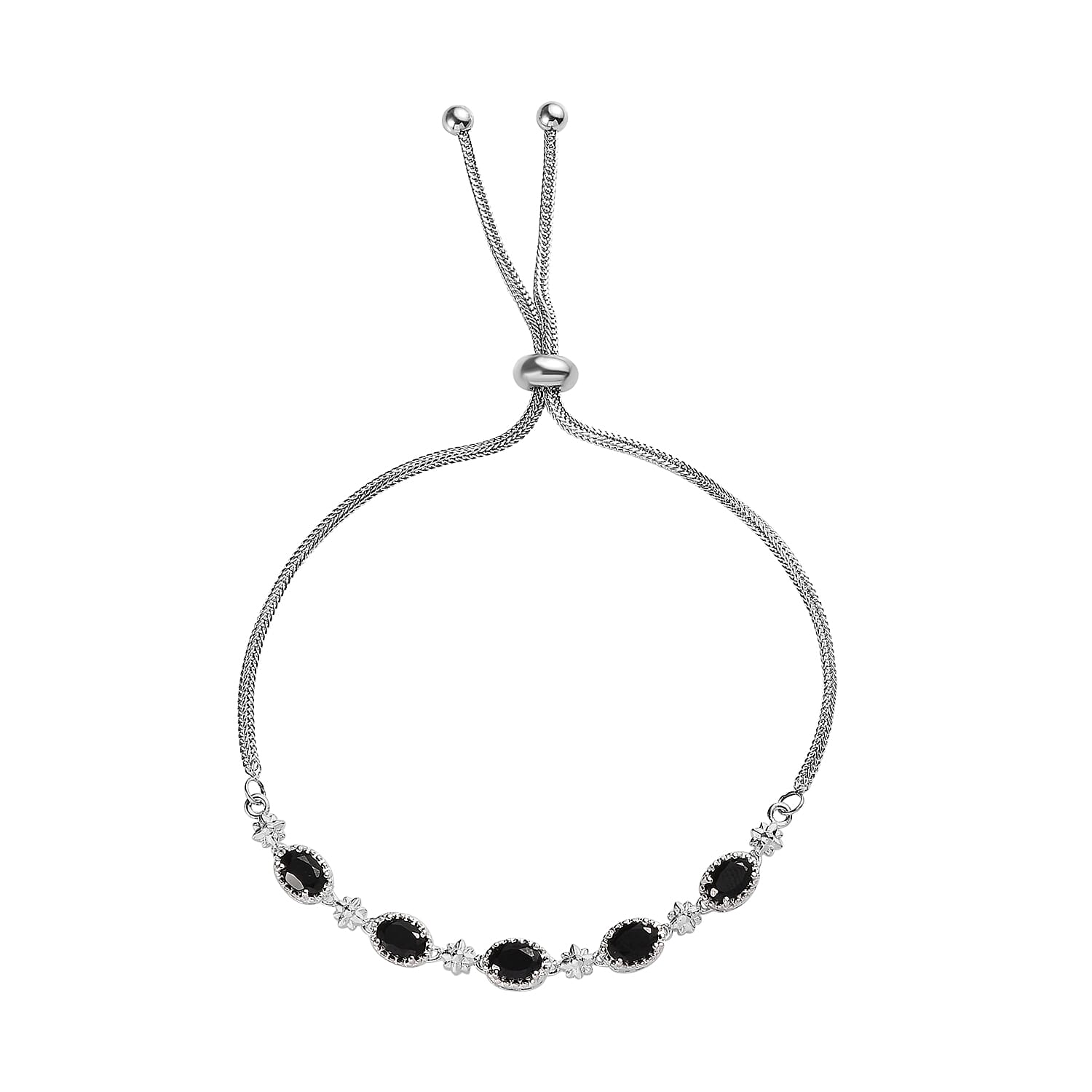Karis Thai Black Spinel 2.75 ctw Bolo Bracelet in Platinum Bond