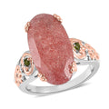 Natural Tanzanian Natronite and Natural Chrome Diopside Ring in Vermeil Rose Gold and Platinum Over Sterling Silver 7.75 ctw - Sticky add to cart bar