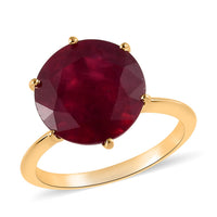 Niassa Ruby (FF) Solitaire Ring in Vermeil Yellow Gold Over Sterling Silver 2.30 Grams 9.25 ctw