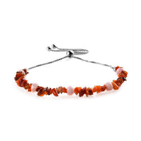 Jalisco Fire Opal, Peruvian Pink Opal Chips Bolo Bracelet in Platinum Over Sterling Silver 4.45 ctw