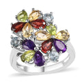 Multi Gemstone Floral Ring in Platinum Over Bronze 3.30 ctw - Sticky add to cart bar