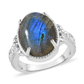KARIS Malagasy Labradorite Solitaire Ring in Platinum Bond (Size 10.0) 6.00 ctw - Sticky add to cart bar