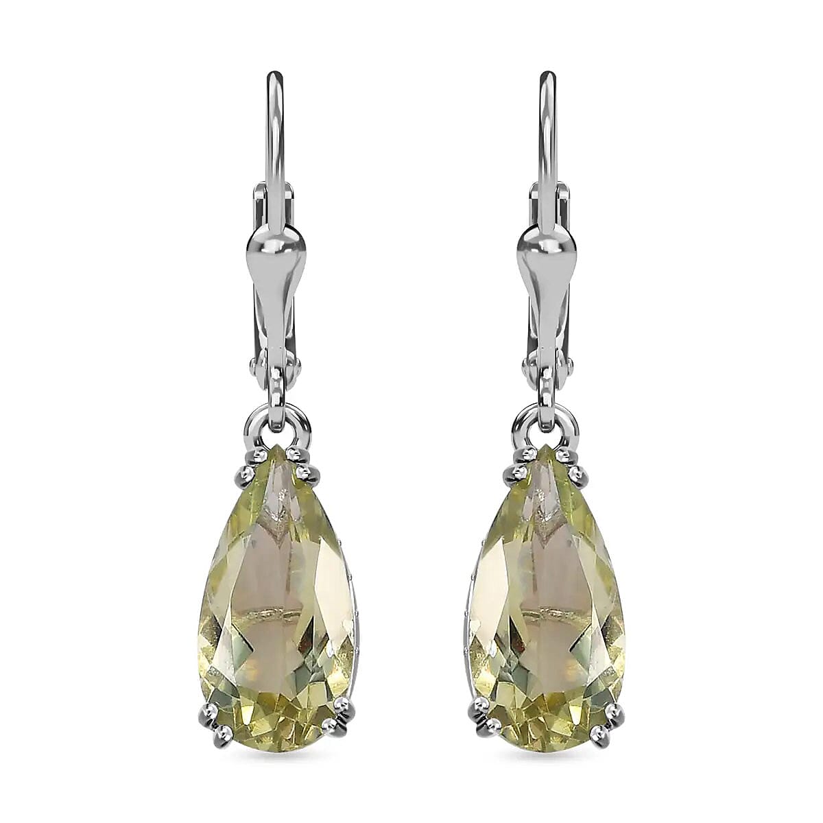 AAA Montezuma Prasiolite Earrings in Platinum Over Sterling Silver, Solitaire Earrings, Dangle Drop Earrings 5.40 ctw