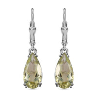 AAA Montezuma Prasiolite Earrings in Platinum Over Sterling Silver, Solitaire Earrings, Dangle Drop Earrings 5.40 ctw