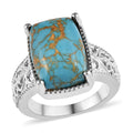Mojave Blue Turquoise Solitaire Ring in Platinum Over Copper with Magnet 6.25 ctw - Sticky add to cart bar
