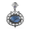Sajen Silver AAA Malagasy Labradorite and Quartz Doublet Rainbow Caribbean Pendant in Platinum Over Sterling Silver 22.10 ctw - Sticky add to cart bar