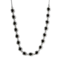 Elite Shungite and White Zircon Necklace 18-20 Inches in Platinum Over Sterling Silver 8.50 ctw