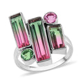 SAJEN SILVER AAA Quartz Doublet Celestial Bi-Color Watermelon and Multi Gemstone Ring in Platinum Over Sterling Silver (Size 6.0) 6.70 ctw - Sticky add to cart bar