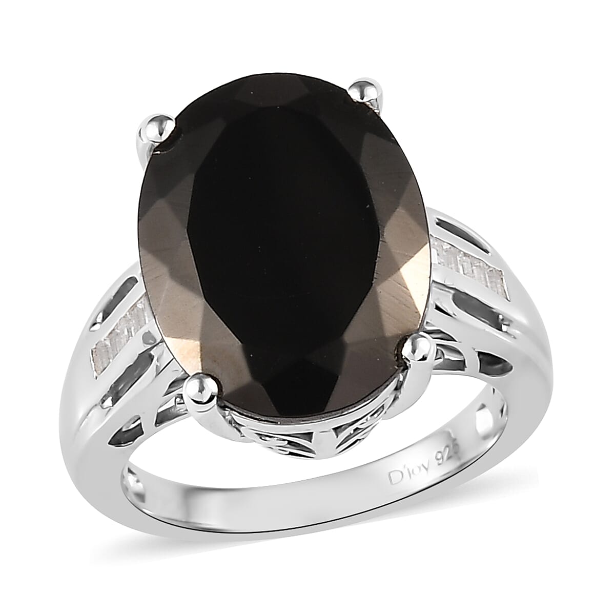 Elite Shungite and White Topaz Ring in Platinum Over Sterling Silver 4.60 ctw