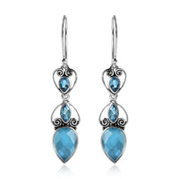 Sajen Silver Quartz Doublet Celestial Blue Earrings in Platinum Over Sterling Silver 6.50 ctw