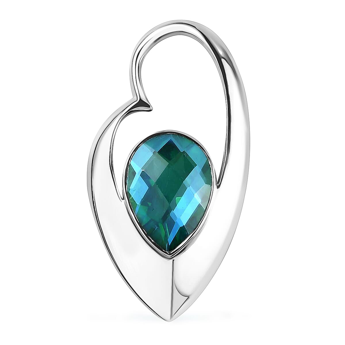 Sajen Silver Quartz Doublet Pendant, Rainbow Caribbean Quartz Doublet Pendant, Platinum Over Sterling Silver Pendant, Gift For Her 6.25 ctw