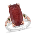 Tanzanian Natronite and Chrome Diopside Ring in Vermeil Rose Gold and Platinum Over Sterling Silver (Size 6.0) 10.60 ctw - Sticky add to cart bar