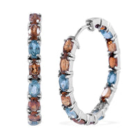 Cambodian Blue Zircon Inside Out Hoop Earrings