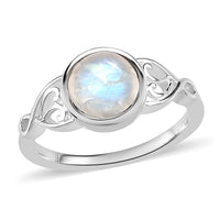 Kuisa Rainbow Moonstone Solitaire Ring in Sterling Silver (Size 10.0) 1.65 ctw