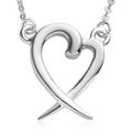 Platinum Over Sterling Silver Heart Necklace (18 Inches) (3.40 g) - Sticky add to cart bar