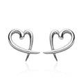Platinum Over Sterling Silver Heart Earrings (2 g) - Sticky add to cart bar