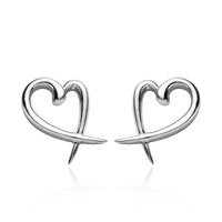 Platinum Over Sterling Silver Heart Earrings (2 g)